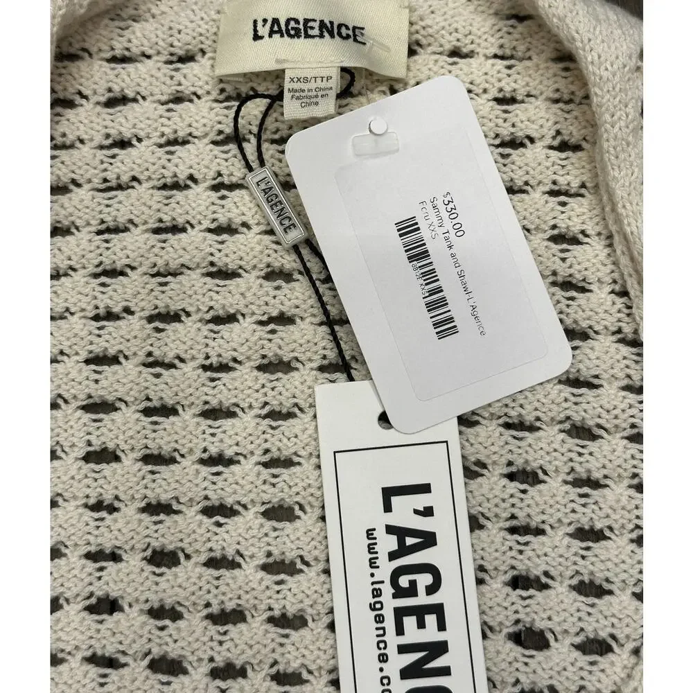 L'Agence NWT Sammy Ecru Crochet Knit Tank & Shrug Cardigan Set XXS $330